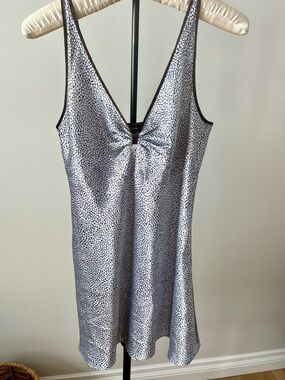 Jones New York Y2K Pale Blue & Brown Pebble Patterned Slip US L